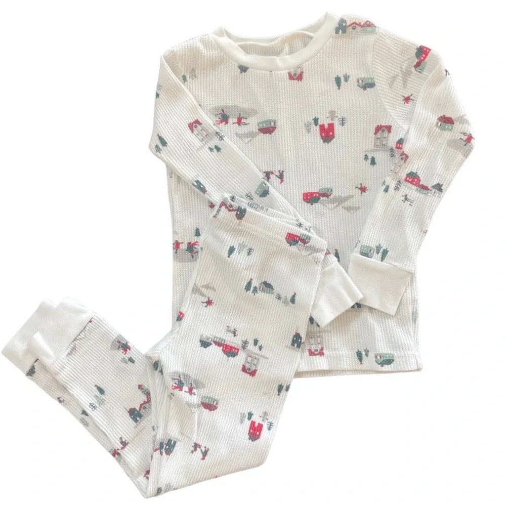 Toddler Waffle Pajama Set, Winter Scenes, 3T, Carters, White
